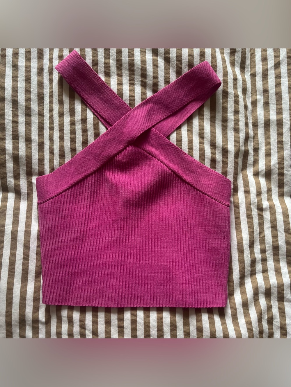 Criss-Cross Ribbed Halter Top